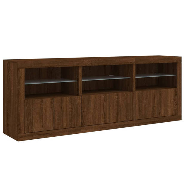 vidaXL Dressoir met LED-verlichting 181,5x37x67 cm bruin eikenkleur