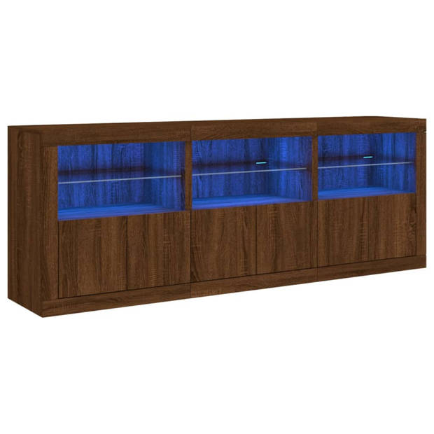 vidaXL Dressoir met LED-verlichting 181,5x37x67 cm bruin eikenkleur