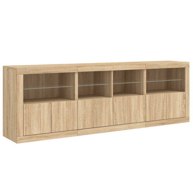 vidaXL Dressoir met LED-verlichting 202x37x67 cm sonoma eikenkleurig