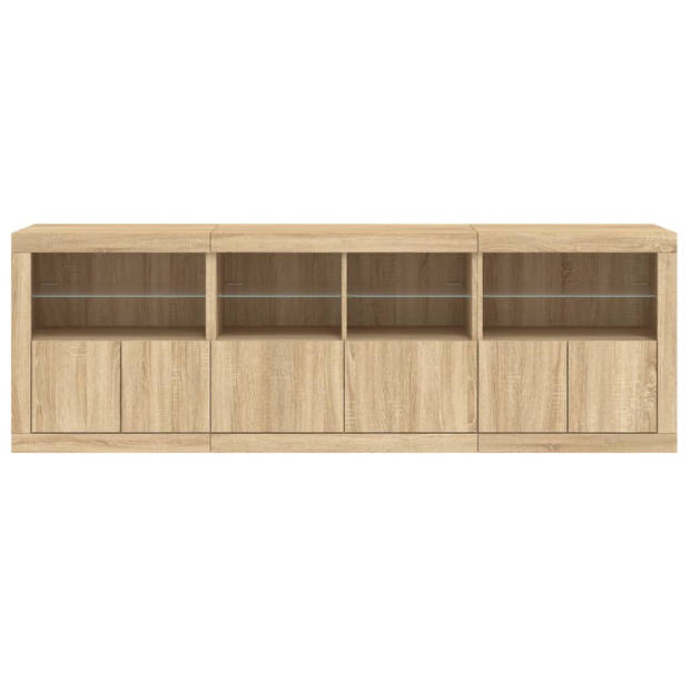 vidaXL Dressoir met LED-verlichting 202x37x67 cm sonoma eikenkleurig