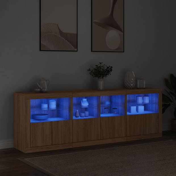 vidaXL Dressoir met LED-verlichting 202x37x67 cm sonoma eikenkleurig