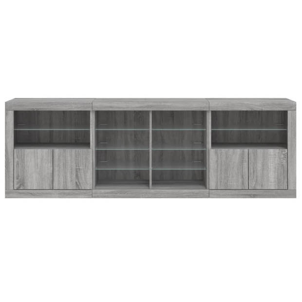 vidaXL Dressoir met LED-verlichting 202x37x67 cm grijs sonoma eiken