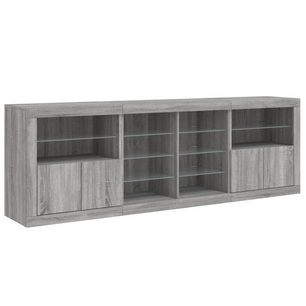 vidaXL Dressoir met LED-verlichting 202x37x67 cm grijs sonoma eiken