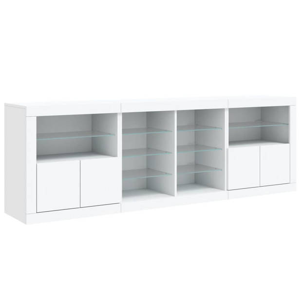 vidaXL Dressoir met LED-verlichting 202x37x67 cm wit