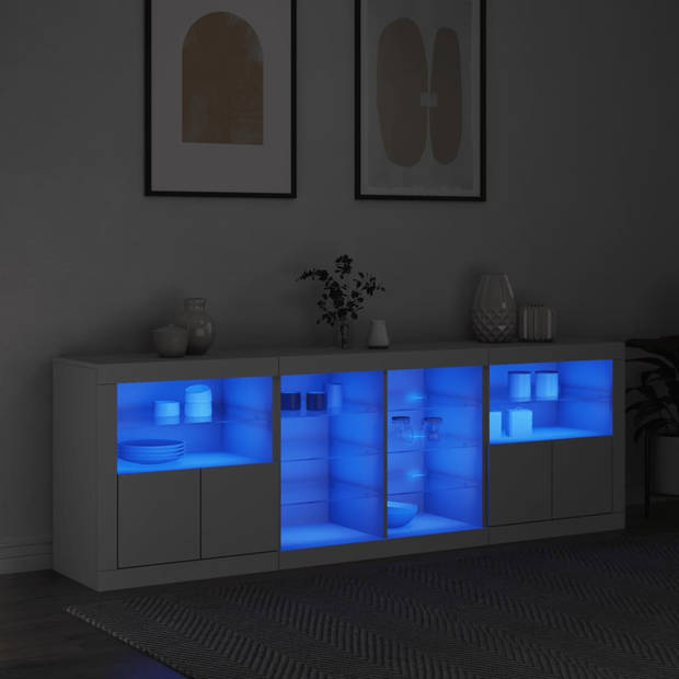 vidaXL Dressoir met LED-verlichting 202x37x67 cm wit