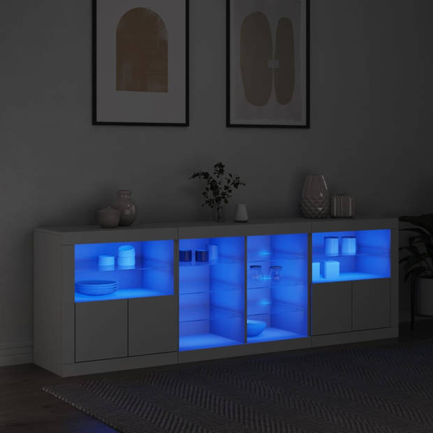 vidaXL Dressoir met LED-verlichting 202x37x67 cm wit