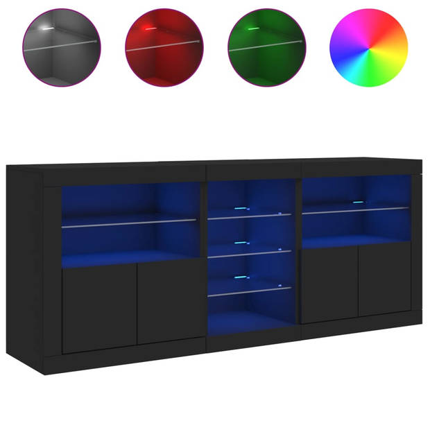 vidaXL Dressoir met LED-verlichting 181,5x37x67 cm zwart