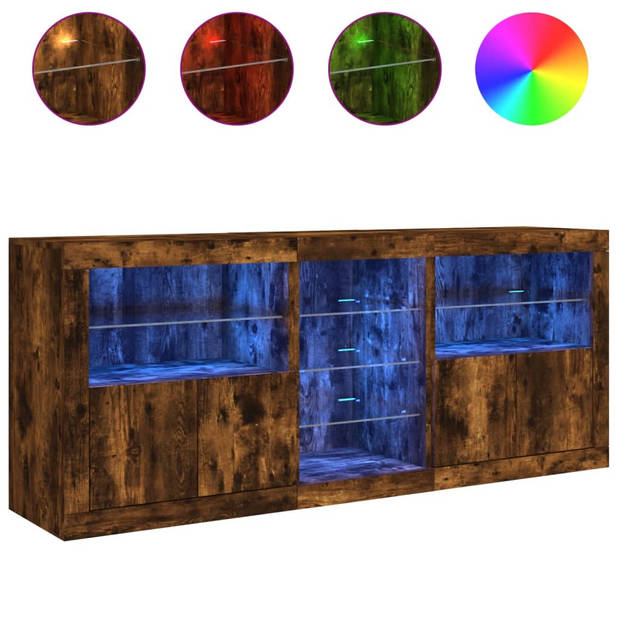 vidaXL Dressoir met LED-verlichting 162x37x67 cm bruin eiken