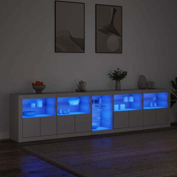 vidaXL Dressoir met LED-verlichting 283x37x67 cm wit