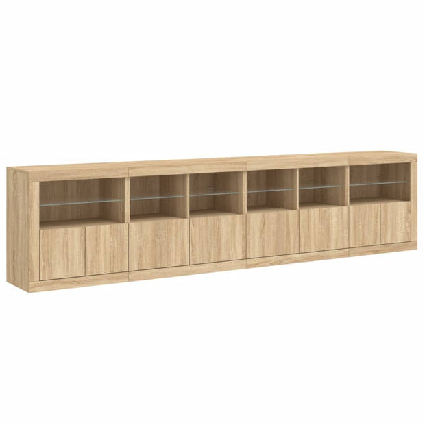 vidaXL Dressoir met LED-verlichting 283x37x67 cm sonoma eikenkleurig