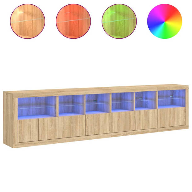 vidaXL Dressoir met LED-verlichting 283x37x67 cm sonoma eikenkleurig