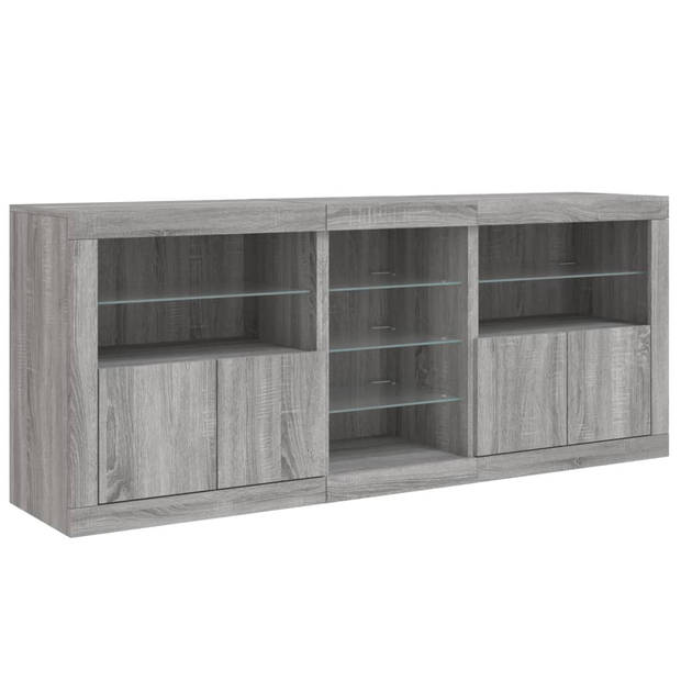 vidaXL Dressoir met LED-verlichting 181,5x37x678 cm grijs sonoma eiken