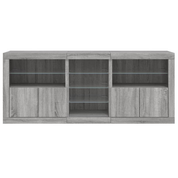 vidaXL Dressoir met LED-verlichting 181,5x37x678 cm grijs sonoma eiken