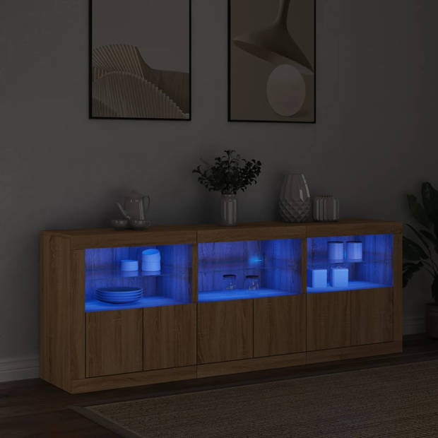 vidaXL Dressoir met LED-verlichting 181,5x37x67 cm sonoma eikenkleurig