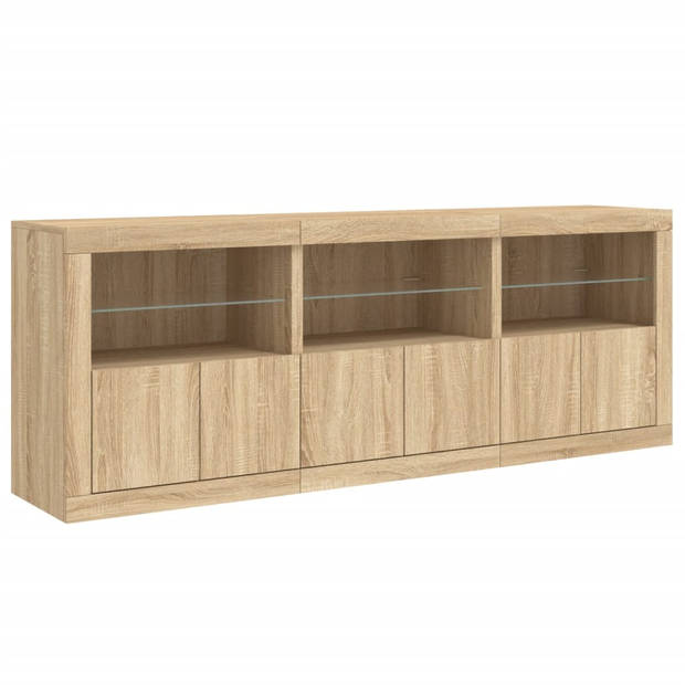 vidaXL Dressoir met LED-verlichting 181,5x37x67 cm sonoma eikenkleurig