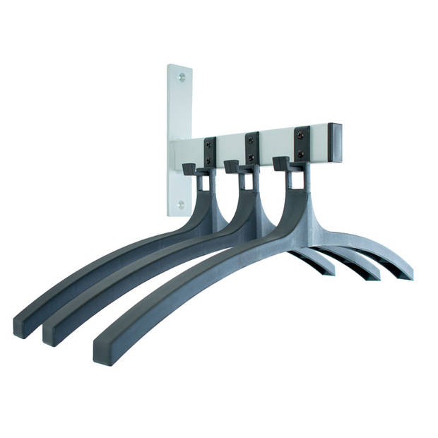 V-part - Wandgarderobe HIQ 3 hangers - Steel Plastic - zwart, aluminiumgrijs