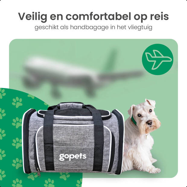 Gopets Draagtas Hond en Kat - Hondentas - Reistas - Reismand - Geschikt Voor Vliegtuig - Voor Kleine honden & Katten - M