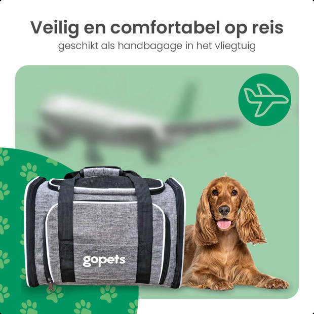 Gopets Draagtas Hond en Kat - Hondentas - Reistas - Reismand - Geschikt Voor Vliegtuig - Voor Kleine honden & Katten - L