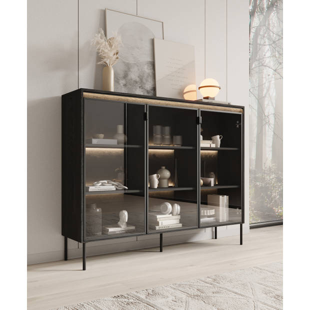 Meubella Dressoir Timoteo - Mat zwart - 150 cm