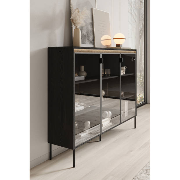 Meubella Dressoir Timoteo - Mat zwart - 150 cm