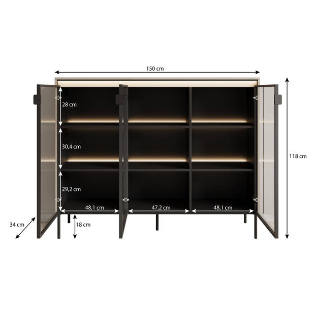 Meubella Dressoir Timoteo - Eiken - 150 cm