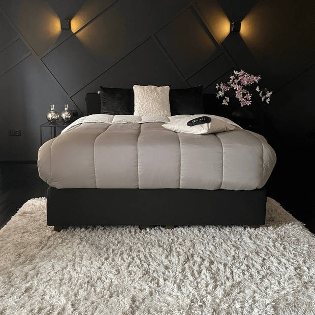 Royalbed Tender Grey & Cream 140x200cm - Dekbed zonder overtrek - Wasbaar hoesloos dekbed - Bedrukt dekbed - Al