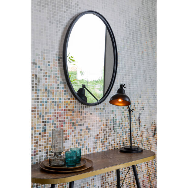 Housecraft Matz Spiegel/ Wandspiegel Ovaal 60x80 cm Metaal Zwart