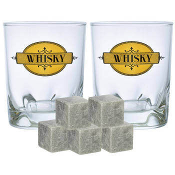 Durobor whiskyglazen - set 6x stuks 240 ml - 9x whisky ijsblokstenen - Whiskeyglazen