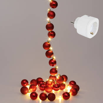 Casa Kerstballenverlichting - Kerstdecoratie - Rood - 2m - Perel Smart Home Wifi Stekker