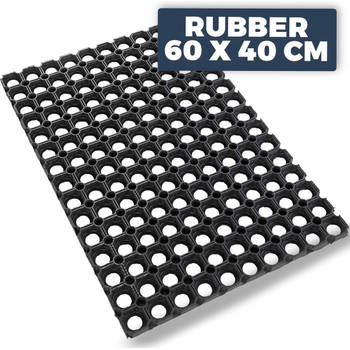 Deurmat buiten ringmat rubber - 60 x 40 cm - Pasper deurmatten