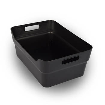 Sla Op en Stapel Op: 2 Zwarte Opbergboxen van Gerecycled Plastic - 23.5x14x34cm, Perfect Stapelbaar