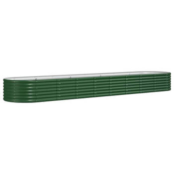 vidaXL Plantenbak 368x80x36 cm gepoedercoat staal groen