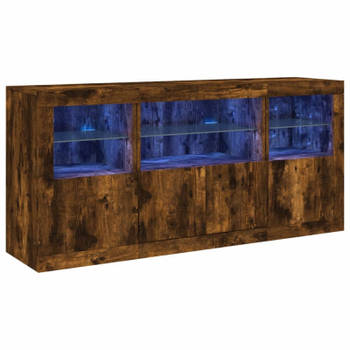 vidaXL Dressoir met LED-verlichting 142,5x37x67 cm gerookt eikenkleur