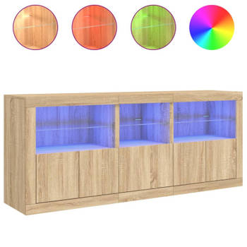 vidaXL Dressoir met LED-verlichting 162x37x67 cm sonoma eikenkleurig