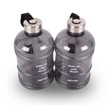 Drinkfles BPA-vrij Waterfles Set 1.9 Liter Zwart Met Handige Clipsluiting