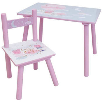Fun House Peppa Pig Dream Table H.41.5 X L.60 X D. 40 cm met een stoel H.49,5 x L.31 x D.31,5 cm voor kinderen