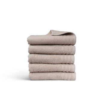 Blokker Handdoek Home Collectie - 5 stuks - 50x100 - taupe aanbieding