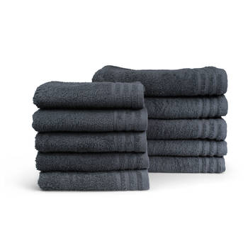 Blokker Handdoek Home Collectie - 10 stuks - 50x100 - antraciet aanbieding