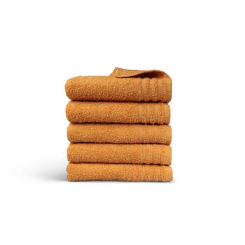 Blokker Handdoek Home Collectie - 5 stuks - 50x100 - oker geel aanbieding