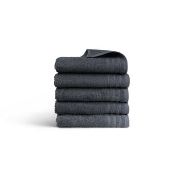 Blokker Handdoek Home Collectie - 5 stuks - 50x100 - antraciet aanbieding