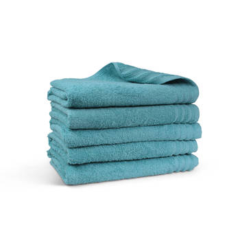 Blokker Handdoek Home Collectie - 5 stuks - 70x140 - denim blauw aanbieding