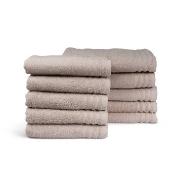 Blokker Handdoek Home Collectie - 10 stuks - 50x100 - taupe aanbieding