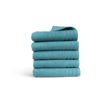 Blokker Handdoek Home Collectie - 5 stuks - 50x100 - denim blauw aanbieding