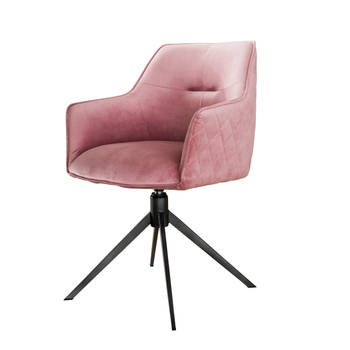 Giga Meubel - Eetkamerstoel Velvet Roze - Zithoogte 48cm - Draaibaar