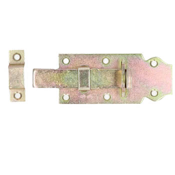 Deltafix schuifslot/hangslotschuif - 1x - 10 x 4.5cm - geel verzinkt staal - deur - schutting - hek - Grendels