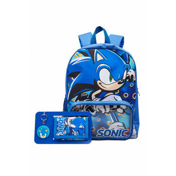 Sonic rugzak inclusief sleutelhanger en portemonnee