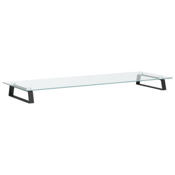 vidaXL Monitorstandaard 100x35x8 cm gehard glas en metaal zwart