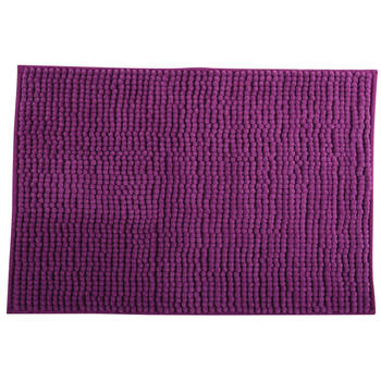 MSV Badkamerkleed/badmat voor op de vloer - paars - 40 x 60 cm - Microvezel - Badmatjes