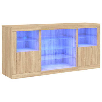 vidaXL Dressoir met LED-verlichting 142,5x37x67 cm sonoma eikenkleurig