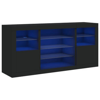 vidaXL Dressoir met LED-verlichting 142,5x37x67 cm zwart